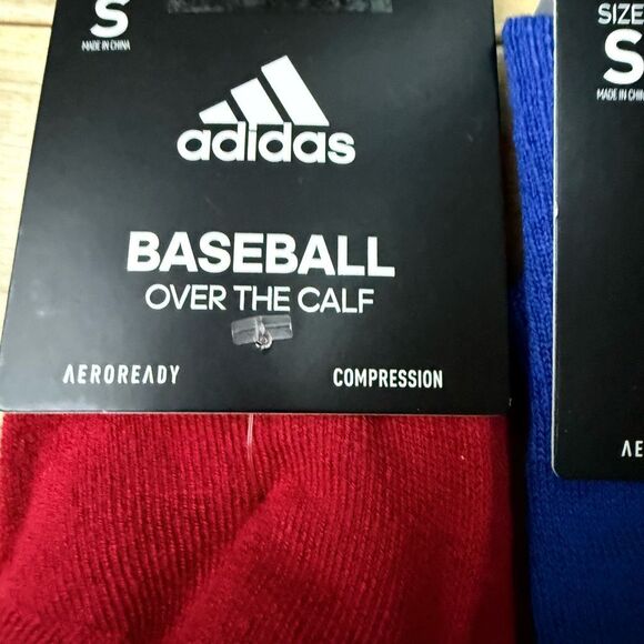 Adidas youth Baseball OVER-The-CALF SOCKS blue and red Compression Sz S NWT - Picture 4 of 5